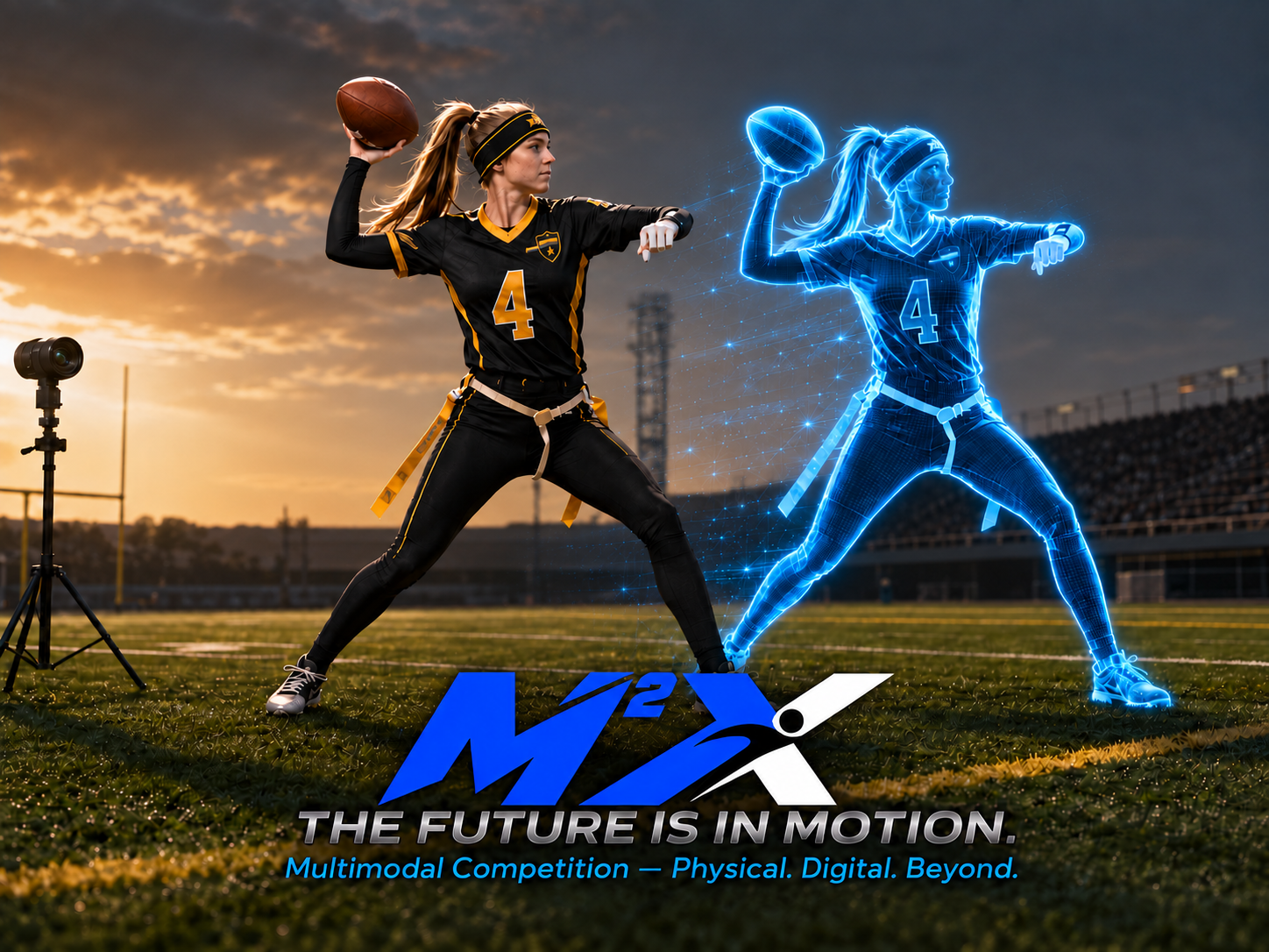 Female flag football player and her digital performance twin